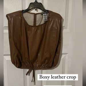 Boxy leather crop top size L